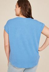 Plus Size 24/7 Clara Wavy Ribbed Short Sleeve Tee, , small