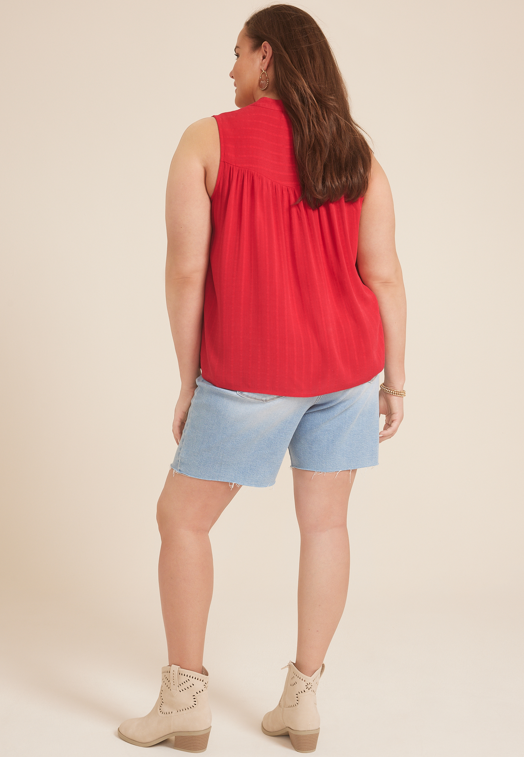 Plus Size Textured Button Down Tank Top, C2652, large