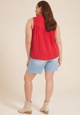Plus Size Textured Button Down Tank Top, C2652, small