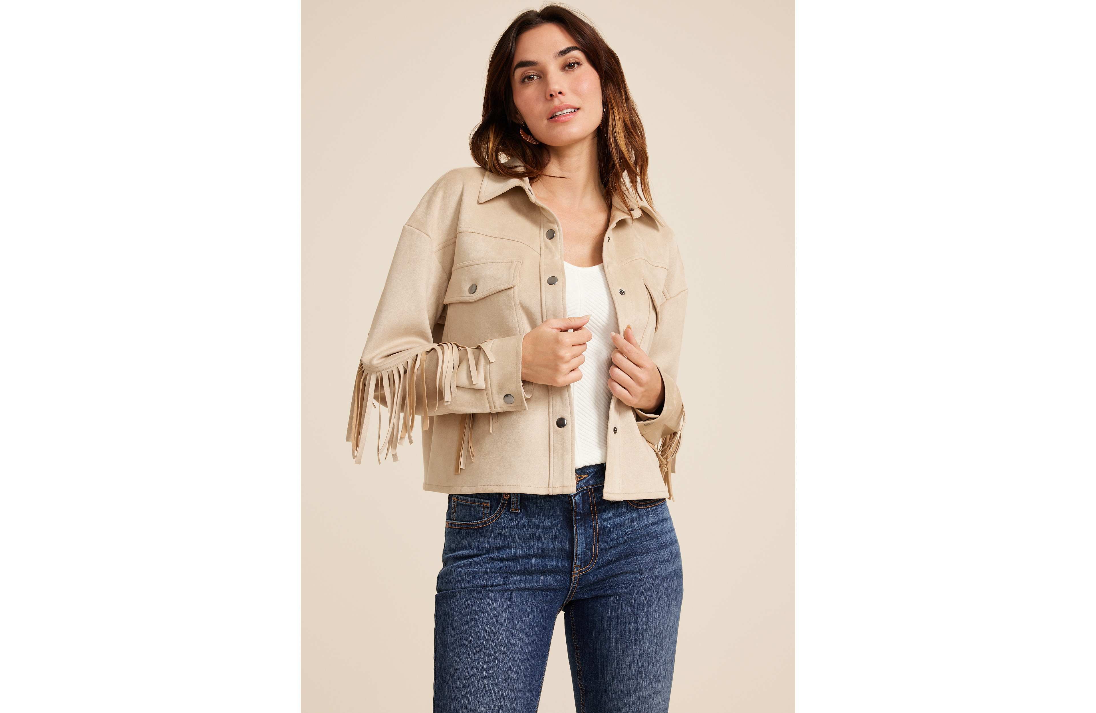 Faux Suede Fringe Jacket