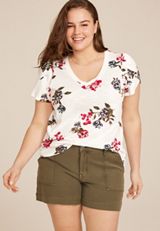 Plus Size 24/7 Holland Tulip Sleeve Tee, SOFT WHITE COMBO, small