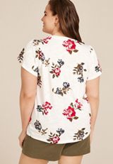 Plus Size 24/7 Holland Tulip Sleeve Tee, SOFT WHITE COMBO, small