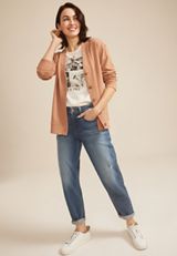 Button Front Cardigan, Tawny Brown, small