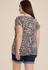 Plus Size 24/7 Fairhaven Animal Pleated Tee, C1524, small