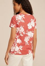 24/7 Dawson Floral V Neck Tee, Mineral Red Combo, small
