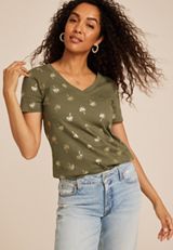 24/7 Dawson Palm Tree V Neck Tee, C9162, small