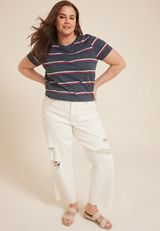 Plus Size 24/7 Dawson Americana Striped Crew Neck Tee, C1524, small