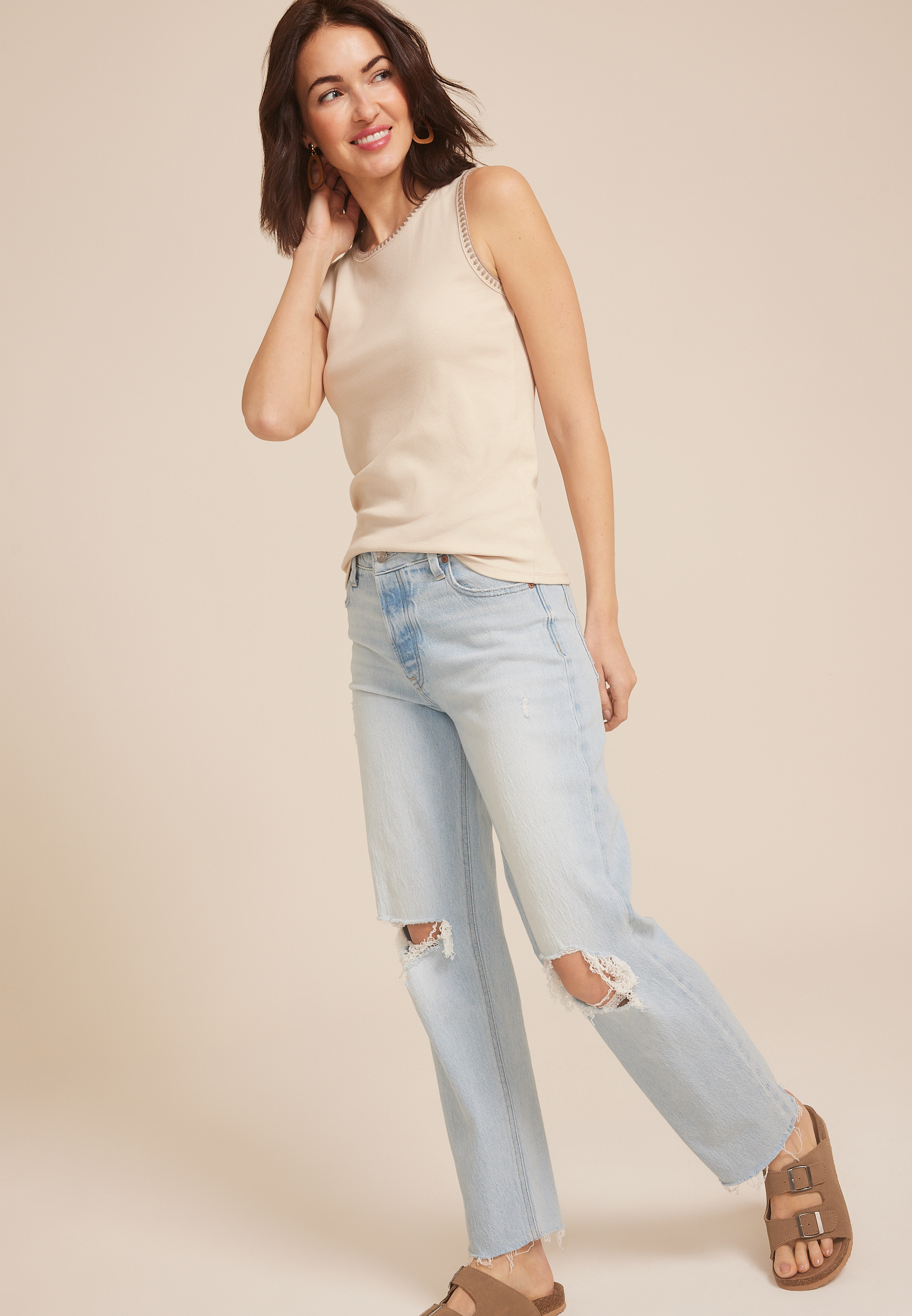 Whipstitch Embroidered Tank Top
