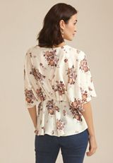 Satin Dolman Sleeve Peplum Blouse, C3986, small