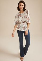 Satin Dolman Sleeve Peplum Blouse, C3986, small