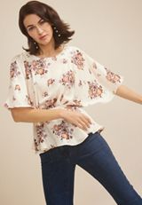 Satin Dolman Sleeve Peplum Blouse, C3986, small