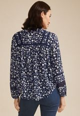 Floral Crochet Trim Button Front Blouse, C1943, small