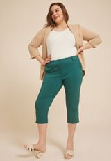 Plus Size Bengaline Mid Rise Capri, C9886, small