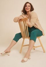 Plus Size Bengaline Mid Rise Capri, C9886, small