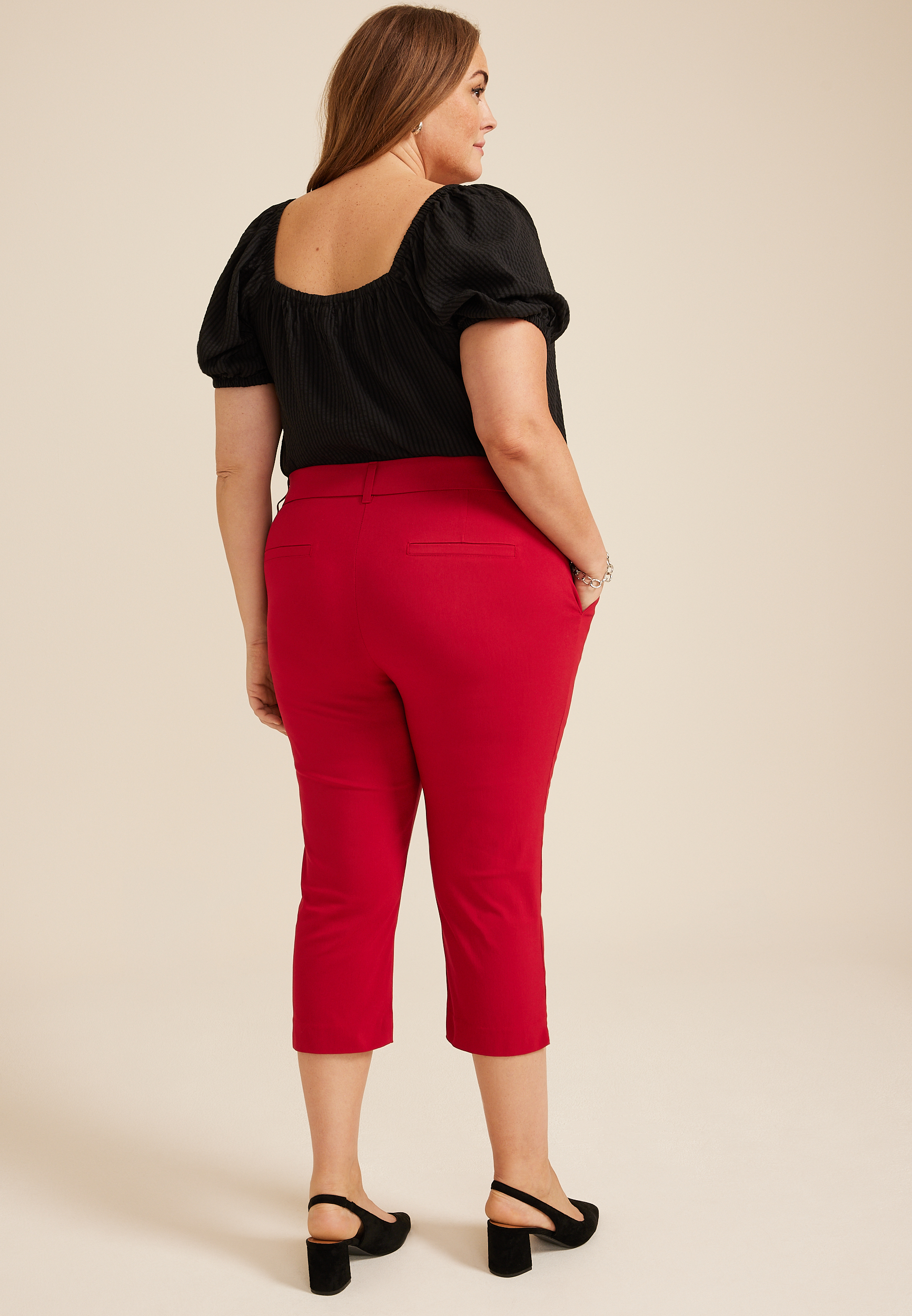 Plus Size Bengaline Mid Rise Capri, C4744, large