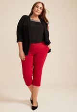 Plus Size Bengaline Mid Rise Capri, C4744, small