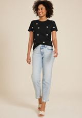 24/7 Dawson Embroidered Floral Crew Neck Tee, C5786, small