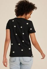 24/7 Dawson Embroidered Floral Crew Neck Tee, C5786, small