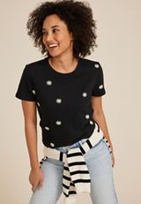 24/7 Dawson Embroidered Floral Crew Neck Tee, C5786, small
