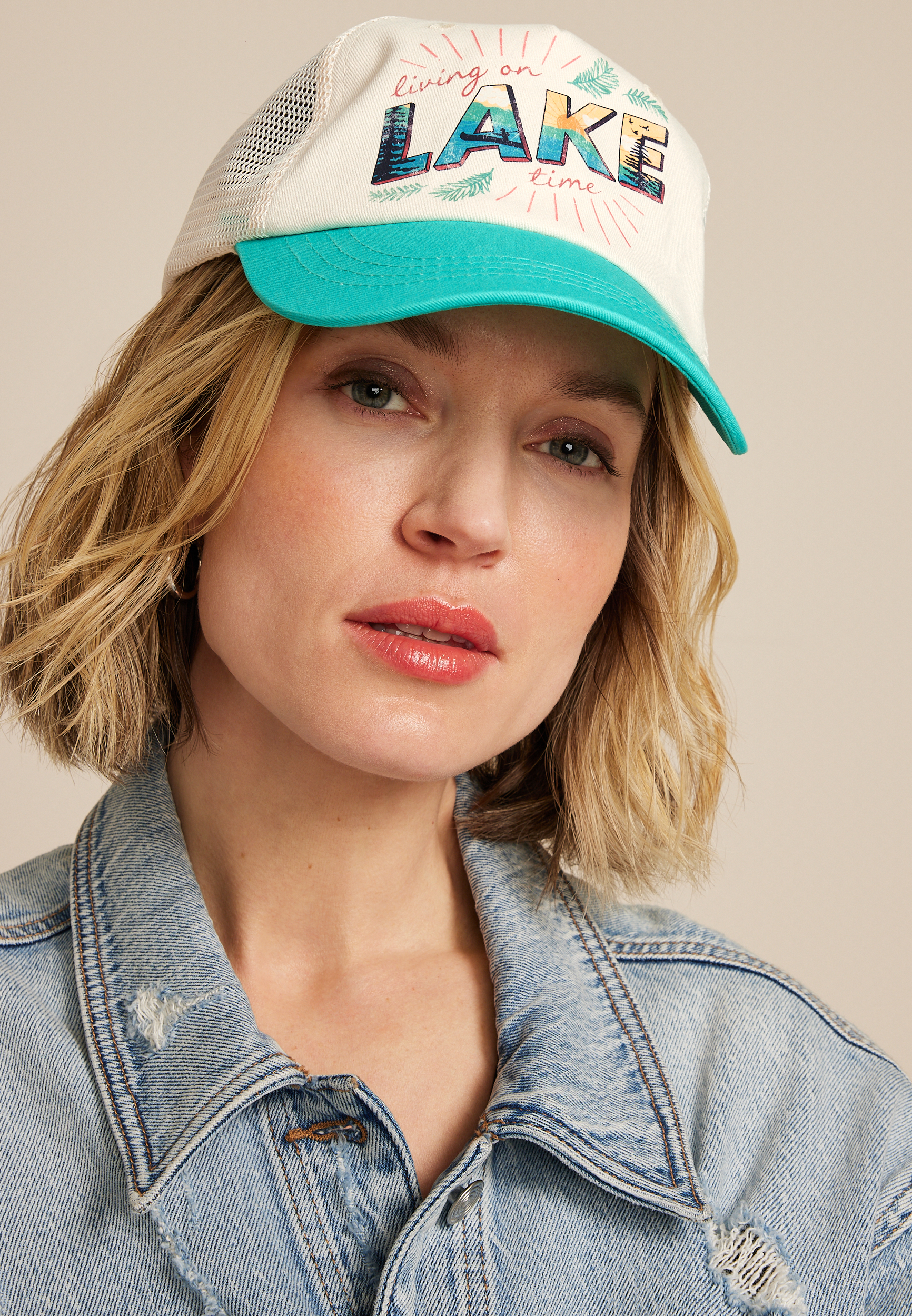 Living On Lake Time Trucker Hat, , large