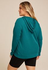 Plus Size Textured Full Zip Hoodie, Pacific, small
