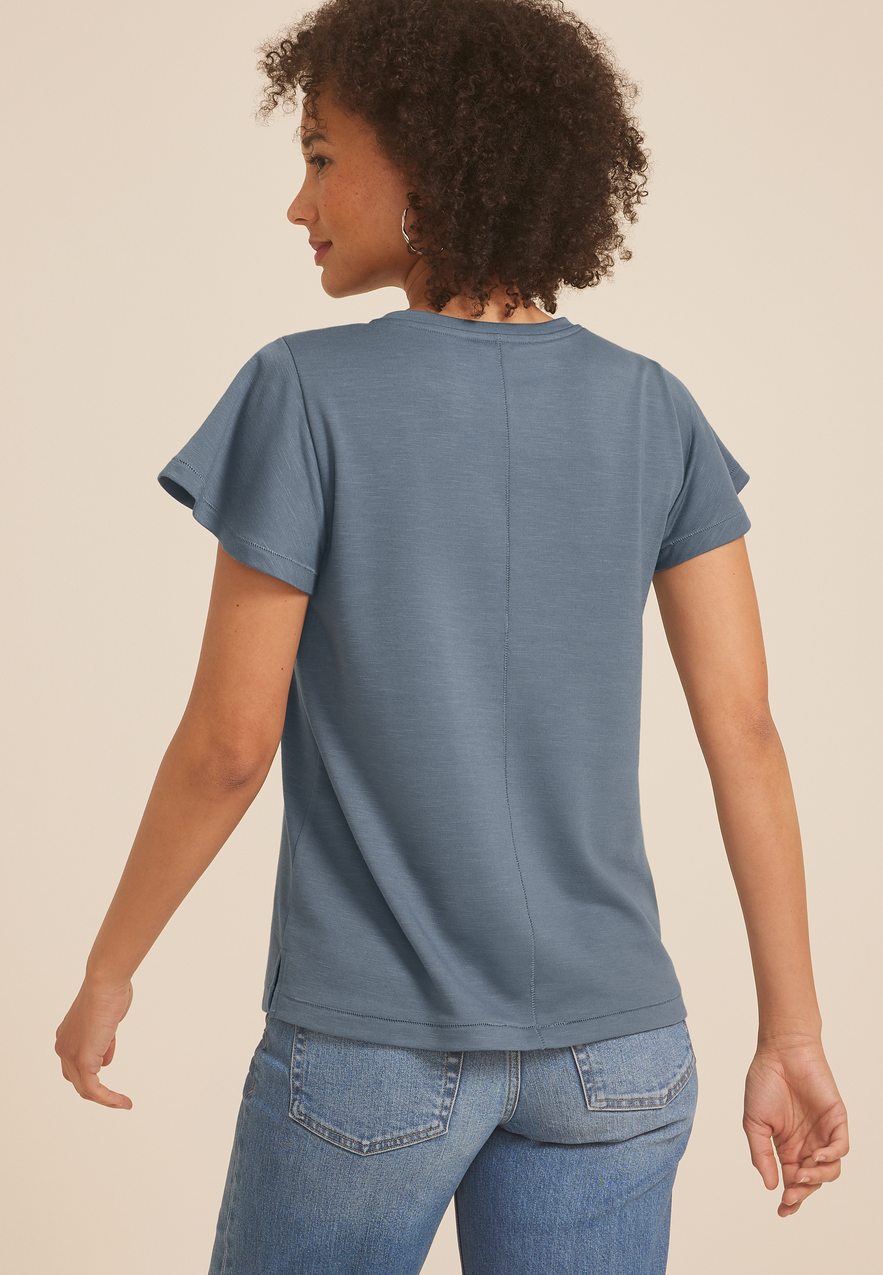 24/7 French Terry Flutter Sleeve Tee, Stormy Weather, large