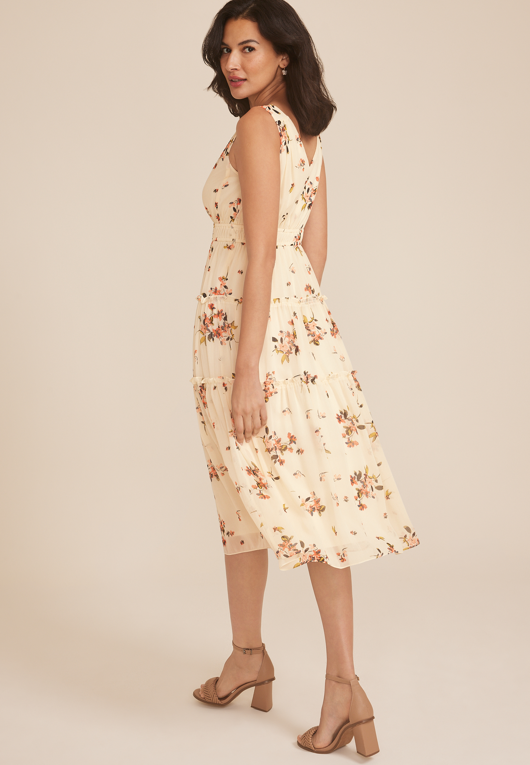 Bare Floral Tiered Midi Dress, C3986, large