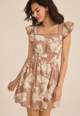 24/7 Bare Flutter Sleeve Skater Dress, C3681, small