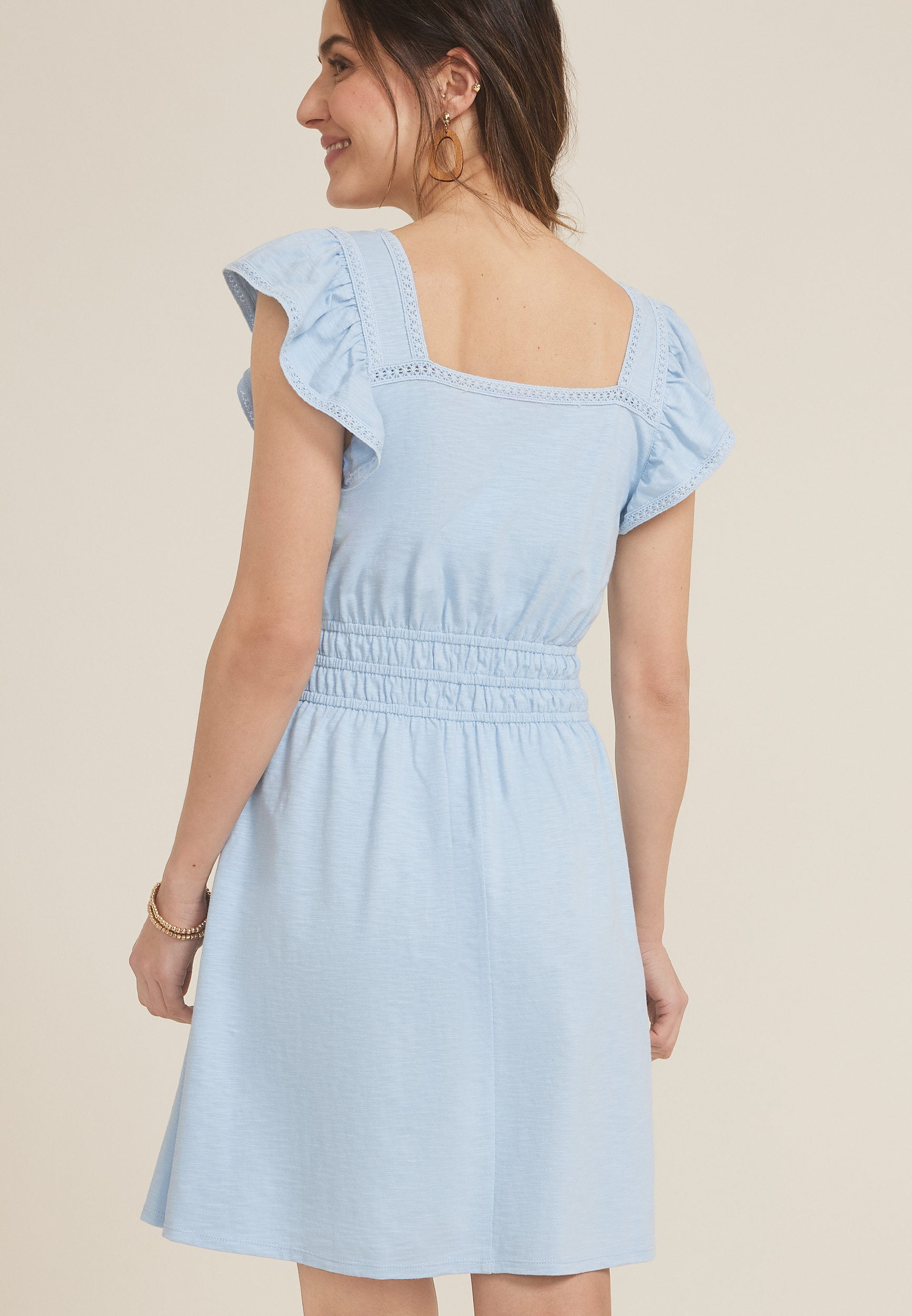 24/7 Bare Flutter Sleeve Skater Dress