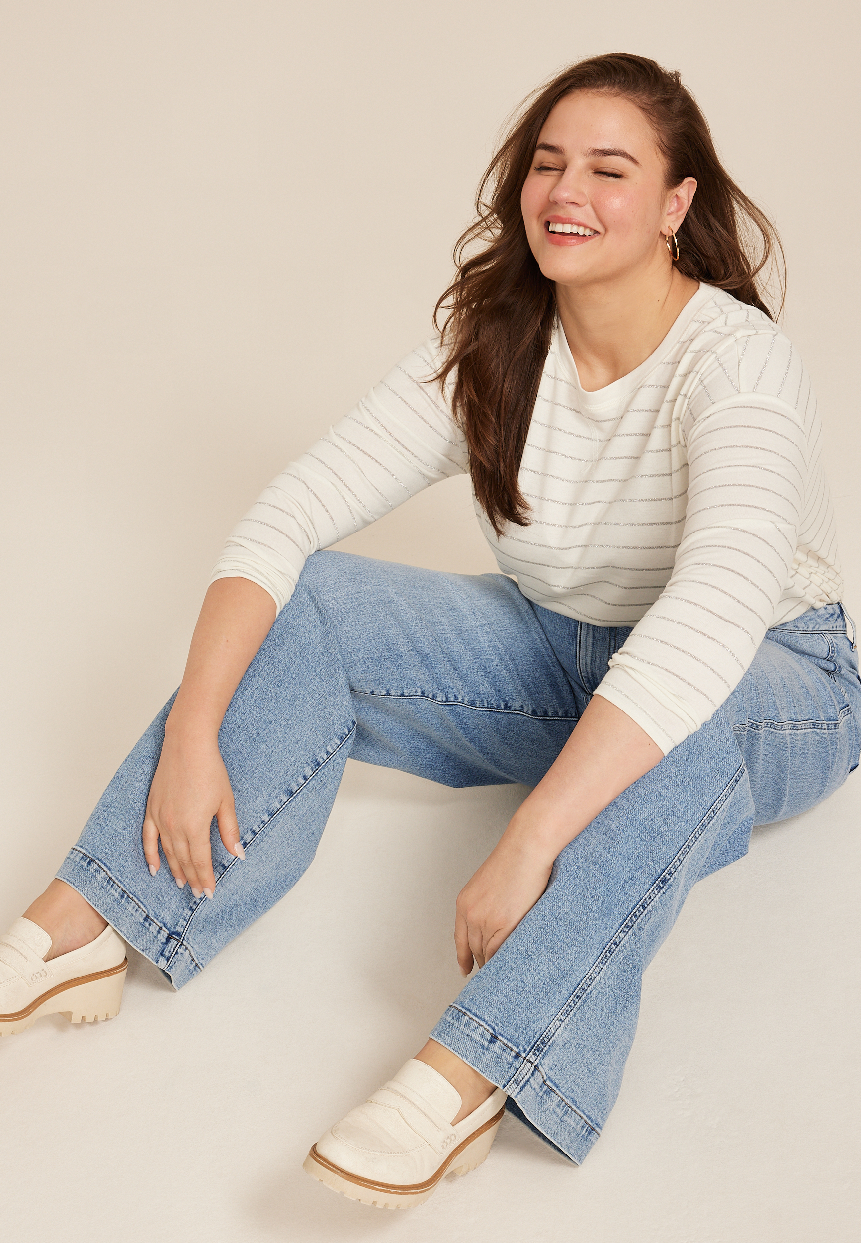 Plus Size Light Patch Pocket High Rise Wide Leg Jean, C2806, large