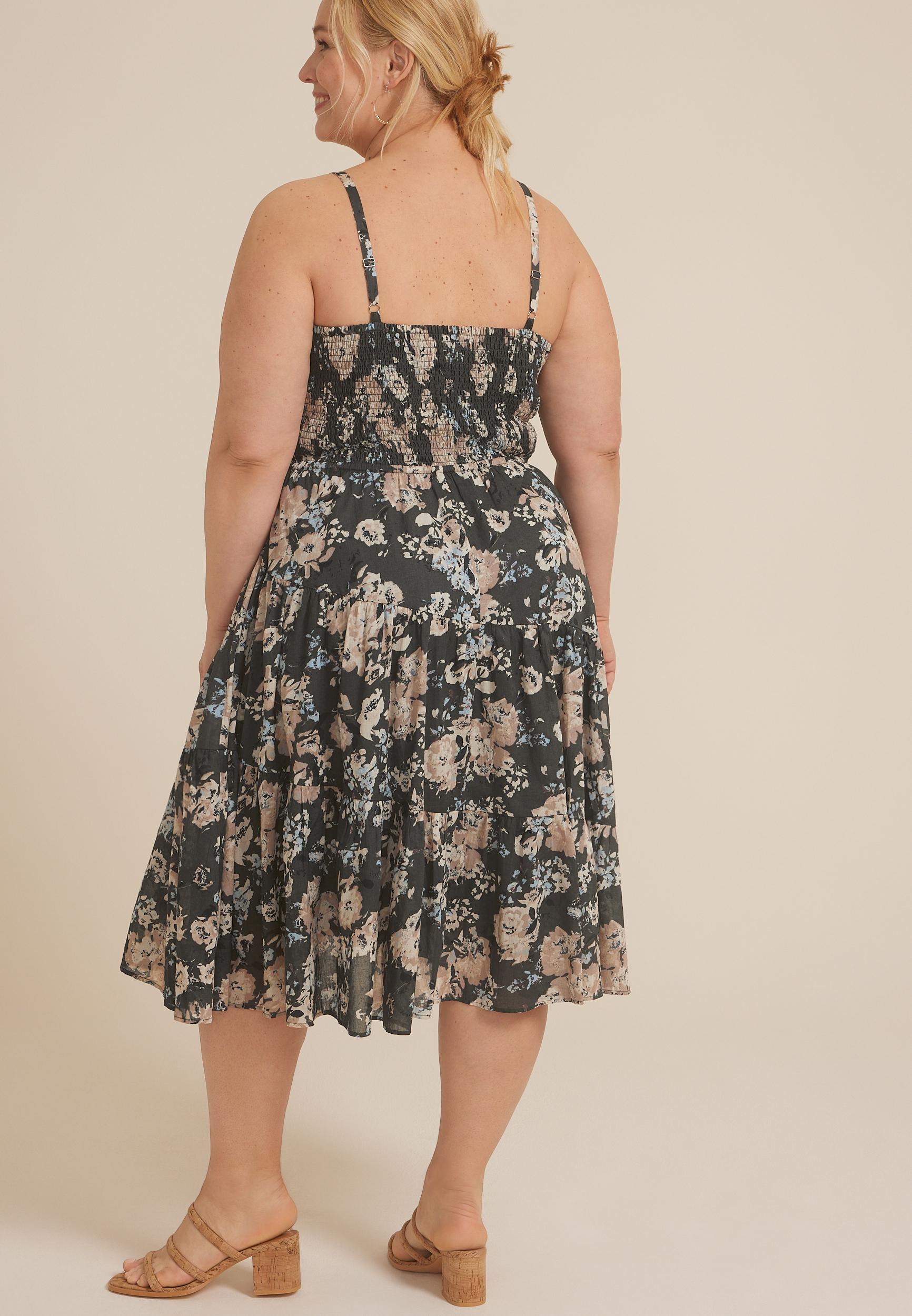 Plus Size Bare Floral Midi Dress, C2958, large