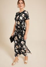 24/7 Floral Tie Waist Midi Dress, C1756, small
