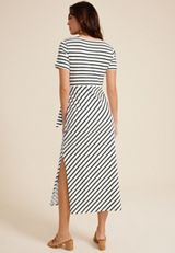 24/7 Striped Tie Waist Midi Dress, SOFT WHITE COMBO, small