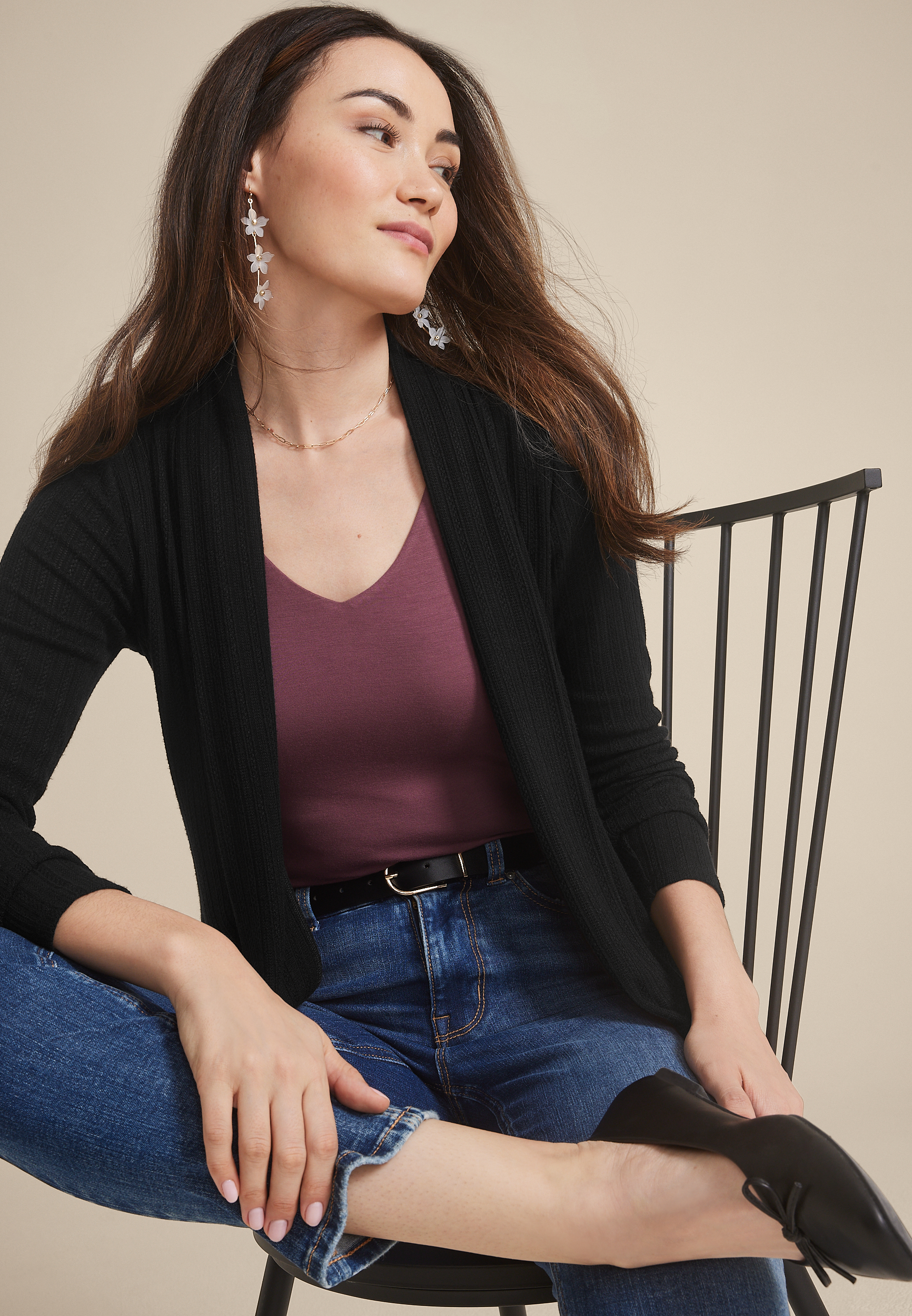 Pointelle Shawl Collar Cardigan, C106, large