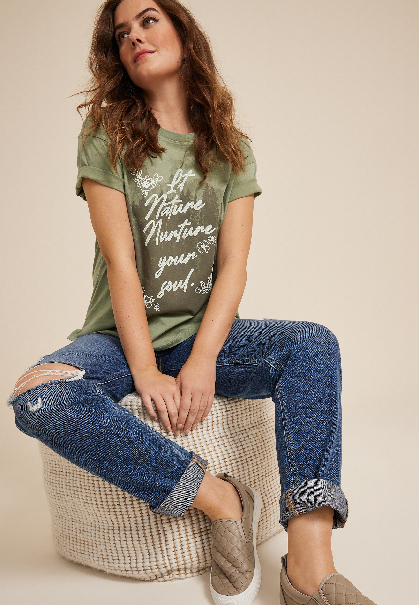 Let Nature Nurture Your Soul Relaxed Fit Graphic Tee, , large
