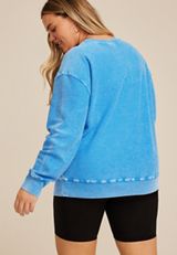 Plus Size Americana Corded Crew Neck Sweatshirt, C9868, small