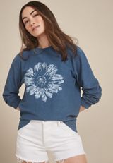Corded Paisley Floral Sweatshirt, WASHED NAVY, small