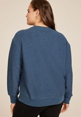 Plus Size Corded Paisley Floral Sweatshirt, WASHED NAVY, small