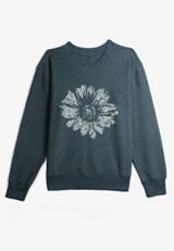 Plus Size Corded Paisley Floral Sweatshirt, WASHED NAVY, small