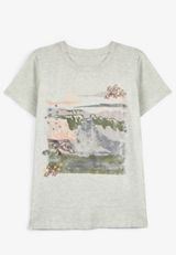 Plus Size Mountain Floral Embroidered Classic Fit Graphic Tee, , small