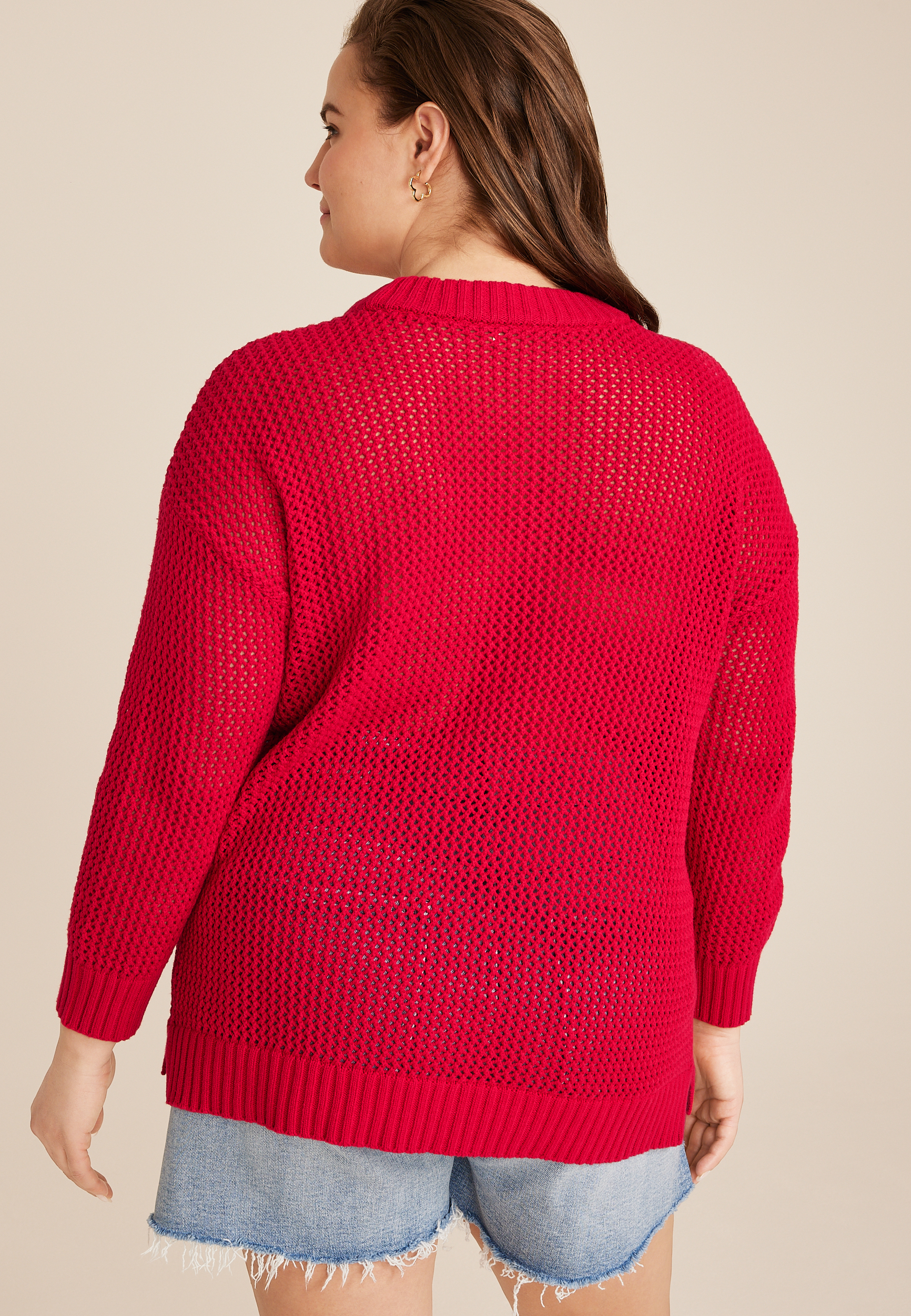Plus Size Americana Open Stitch Sweater, C2946, large