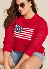 Plus Size Americana Open Stitch Sweater, C2946, small
