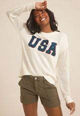 USA Chenille Patch Sweater, C3986, small