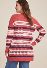 Americana Striped Textured Cardigan, Mineral Red Combo, small