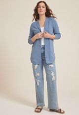 Wavy Ribbed Curve Hem Cardigan, C1149, small