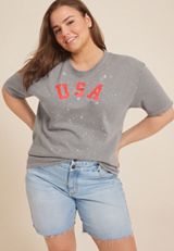 Plus Size Americana USA Classic Fit Graphic Tee, C829, small