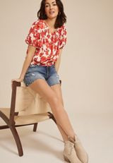 Printed Off The Shoulder Top, , small