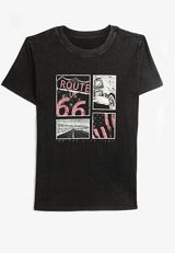 Route 66 Relaxed Fit Graphic Tee, BLACK, small