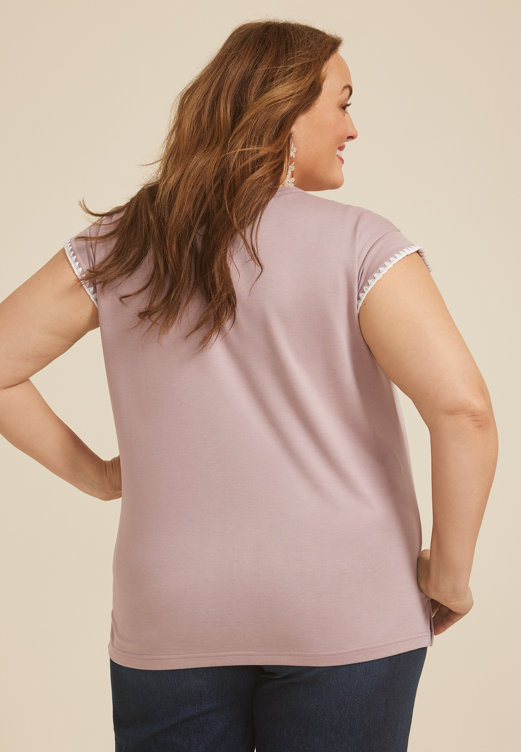 Plus Size 24/7 Clara Whipstitch Embroidered Tee, C6959, large