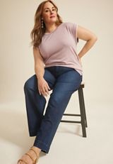 Plus Size 24/7 Clara Whipstitch Embroidered Tee, C6959, small